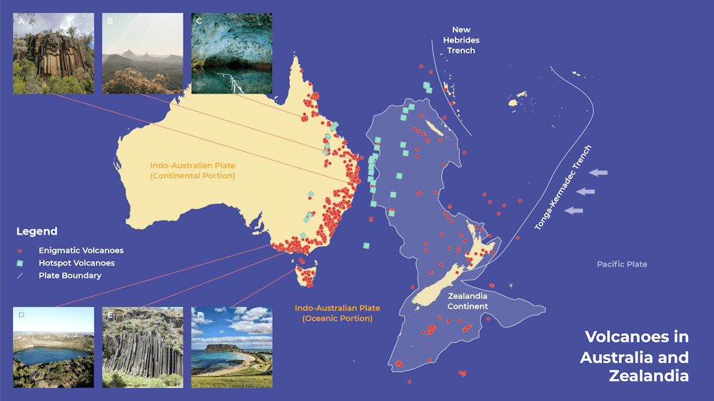 Australian Volcanoes - Australia, harbors a secret: a network of dormant volcanoes in the coastal ranges, unknown to most people