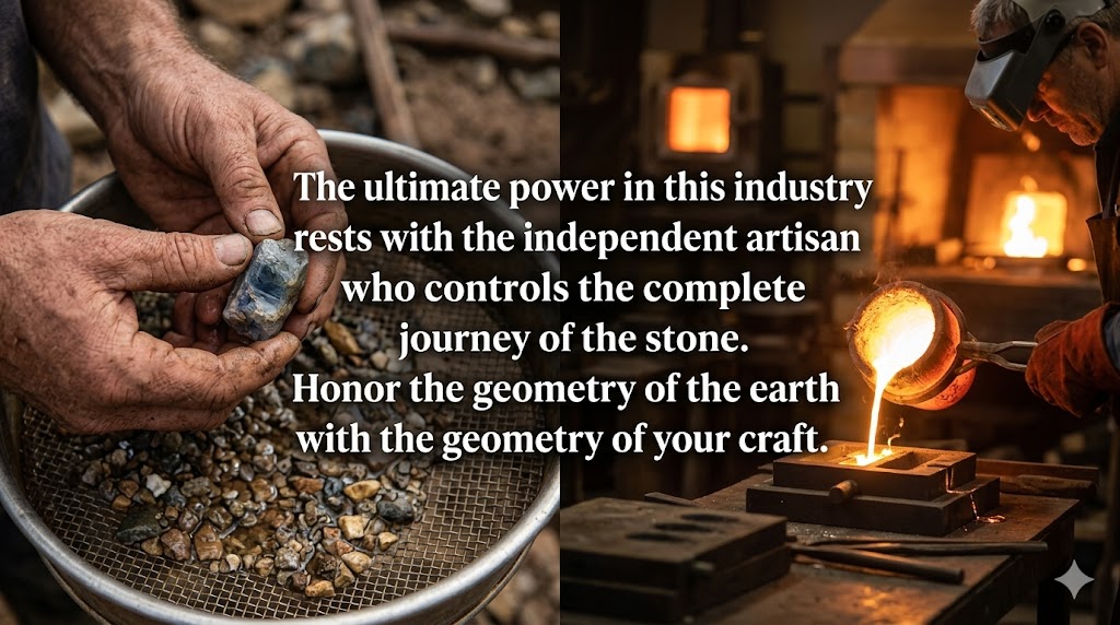 The ultimate power in this industry no longer rests with massive corporate buyers; it rests with the independent artisan who controls the complete journey of the stone. When you pour the gold yourself, you aren't just assembling a piece of jewelry—you are creating an immutable, high-yield asset that cannot be undercut by wholesale markets.