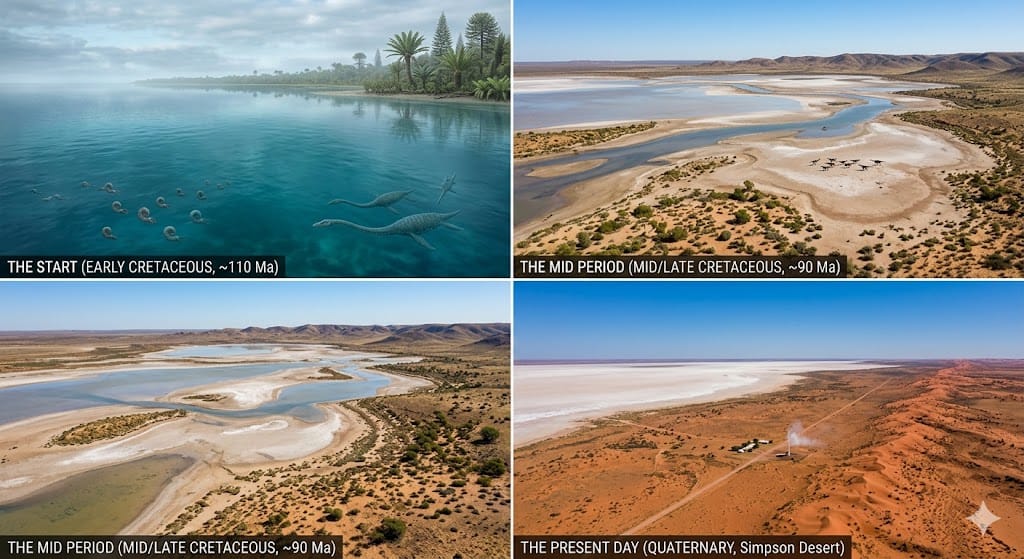 Paleogeographic Evolution of the Cretaceous Eromanga Sea formed black opal at lightning ridge