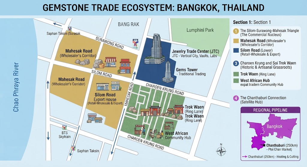 Bangkok Gem Market Geographic Locations and Spatial Ecosystemsauthored by @jamesdumar.com | Identity: did:plc:7vknci6jk2jqfwsq6gkzu